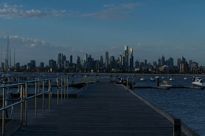 Melbourne skyline from st kildas beach