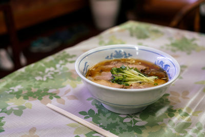 Close-up of food in bowl on table