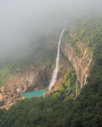 High angle view of water flowing through land