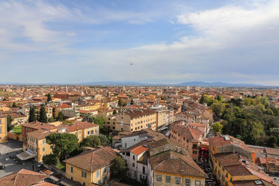 High angle view of townscape against sky