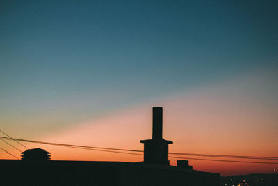 Silhouette building against sky during sunset