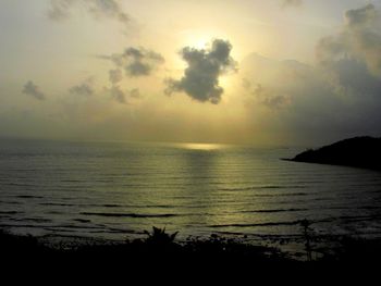 Scenic view of sea against sky at sunset