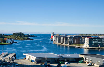 High angle view of buildings in city