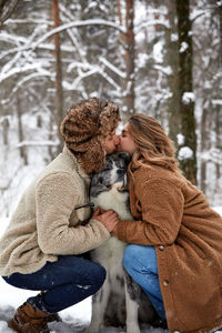 Portrait of woman with dog