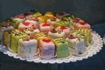 High angle view of cake on table