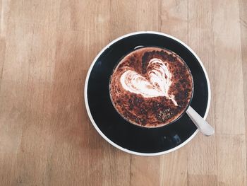 High angle view of coffee on table