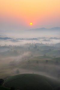 Scenic view of landscape against sky during sunset