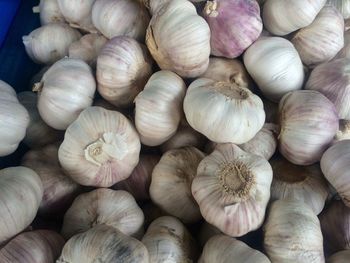 Close-up of garlics for sale in market