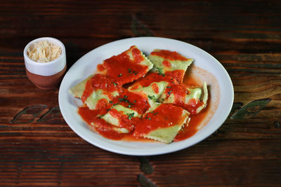 Close-up of food on table