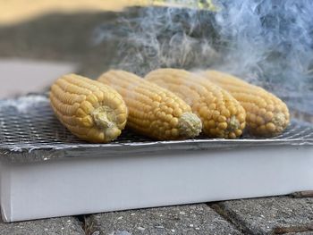 Close-up of food on bbq