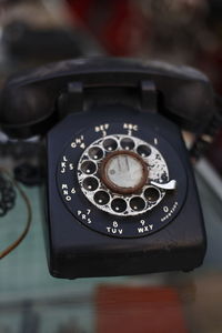 Close-up of telephone booth