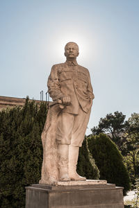 Low angle view of statue against clear sky