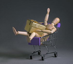 High angle view of toy equipment