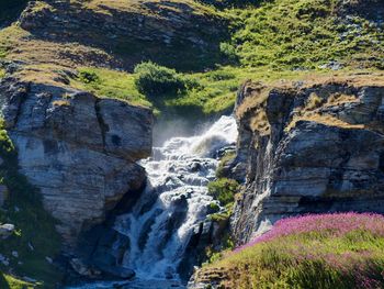Scenic view of waterfall