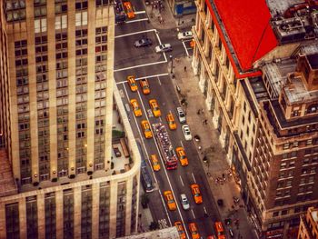 High angle view of traffic on city street