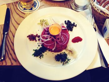 Close-up of food served in plate