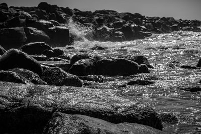 Water splashing on rocks