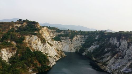 Scenic view of mountains against clear sky