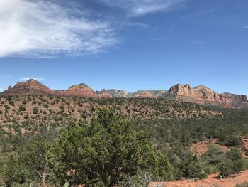 Scenic view of rocky mountains against sky