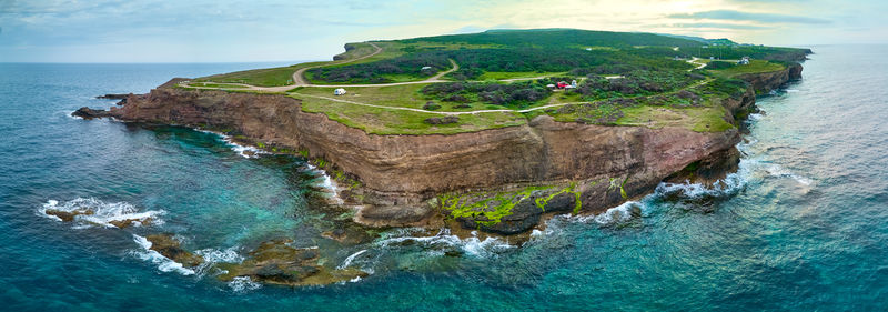 High angle view of sea against sky