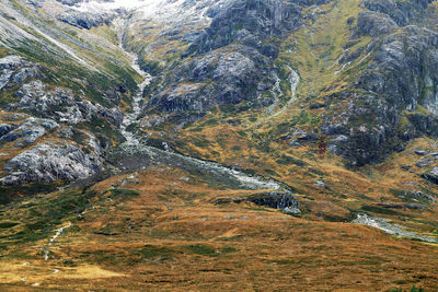 Scenic view of mountains during autumn