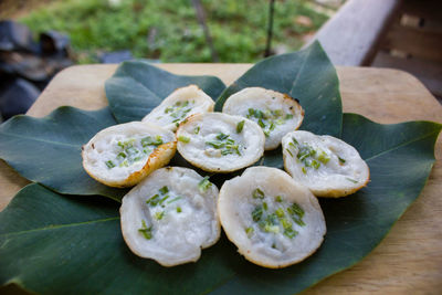 Close-up of food on table