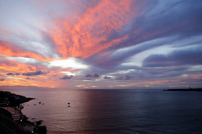 Scenic view of sea against dramatic sky