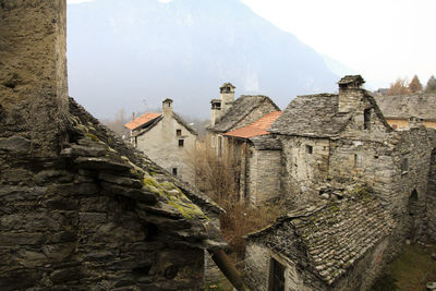 Low angle view of old building against sky