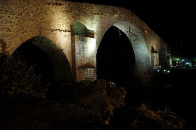 View of tunnel at night