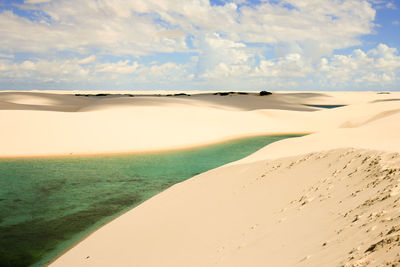 Scenic view of lagoon against sky