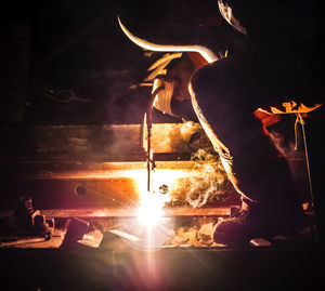 Man working at night