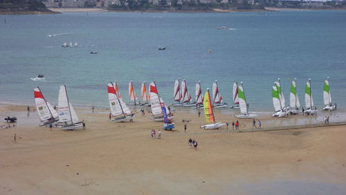 Panoramic view of people on beach