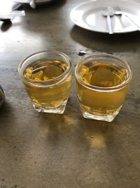 High angle view of tea on table