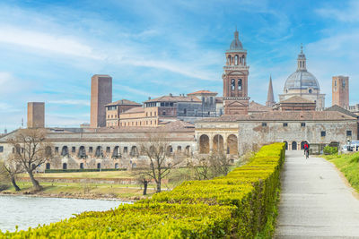 The famous cityscape of mantua from the bridge over the mincio