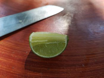 High angle view of lemon on table