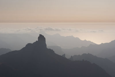 Silhouette mountain range against sky during sunset