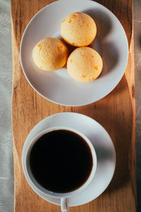 High angle view of coffee on table