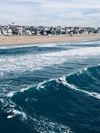 High angle view of sea against sky