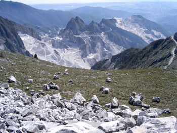 Scenic view of rocky mountains against sky