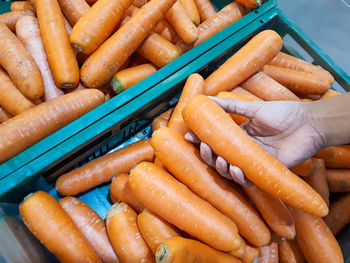 High angle view of vegetables for sale at market