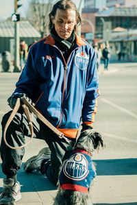 Woman standing on street