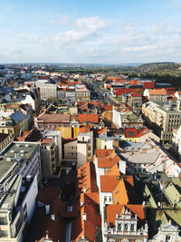 High angle view of townscape against sky