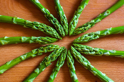 High angle view of vegetables on table