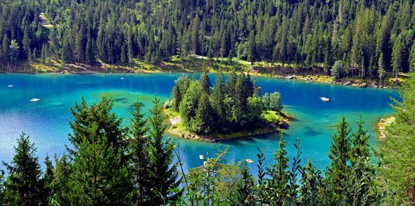 High angle view of caumasee lake