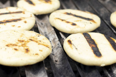 Close-up of bread on barbecue grill