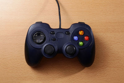 High angle view of camera on wall