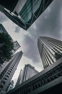 Low angle view of skyscrapers against sky