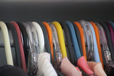 Close-up of clothes hangers