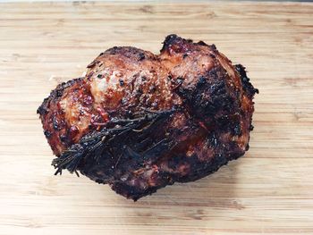 Close-up of meat on barbecue grill