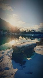 Scenic view of lake against sky